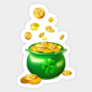 St. Patrick`s Day shiny green pot Sticker